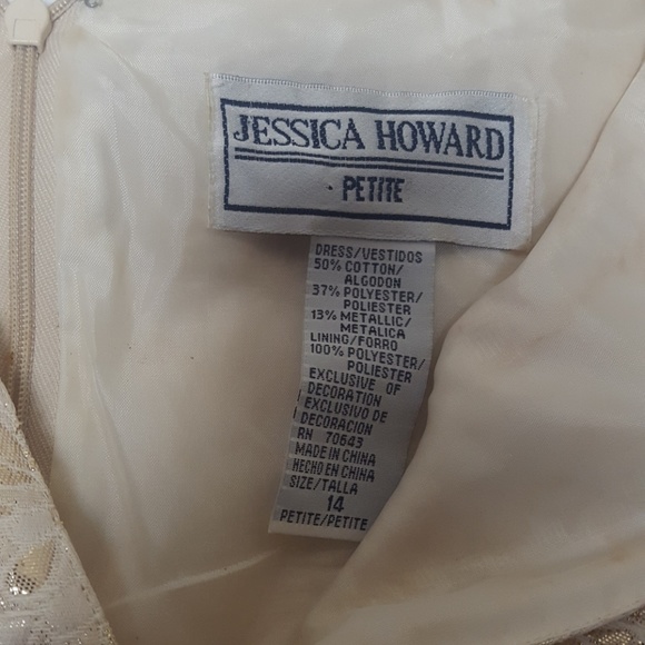 Jessica Howard Petite Midi Dress Cream Tan SZ 14 - Picture 3 of 8